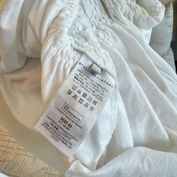 Stella McCartney White Smocked Cotton T-Shirt Size 40 - Picture 7 of 10